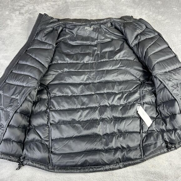 Polo Sport Ralph Lauren Vest Mens Medium Black 750 Down Puffer Zip Pockets Warm - Picture 11 of 16